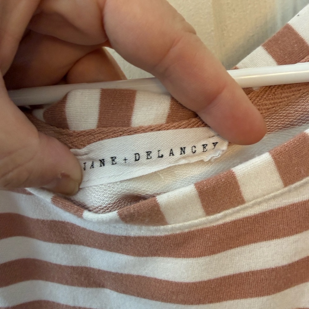 Jane + Delancey Blush Pink Striped Dolman Sleeve Top Casual Boho Scoop Neck Tee - Picture 3 of 8